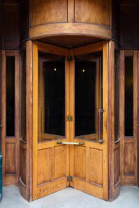 wooden swinging door